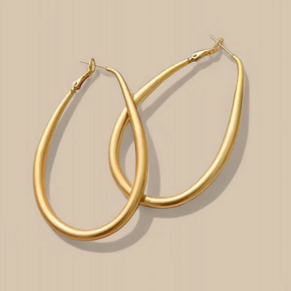 New! Gold Teardrop Hoop Earrings • Modern Statement (2005c) • NWOT
